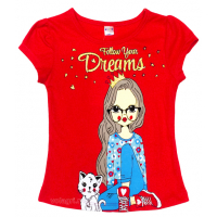 20-00203 "Dreams" Футболка для девочки, 4-8 лет, красный 20-00203 "Dreams" Футболка для девочки, 4-8 лет, красный